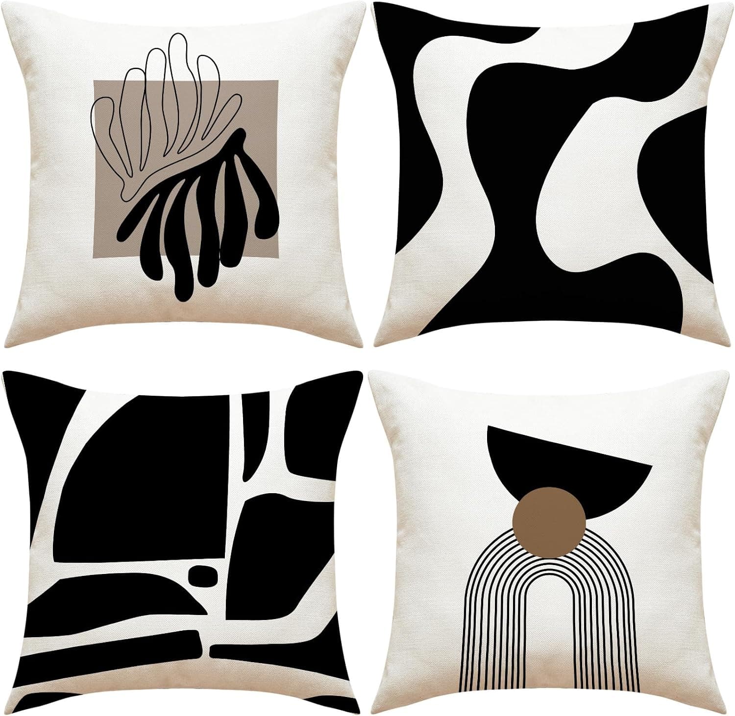 Kissenbezug 45x45 cm 4er Set Schwarz-Weiß