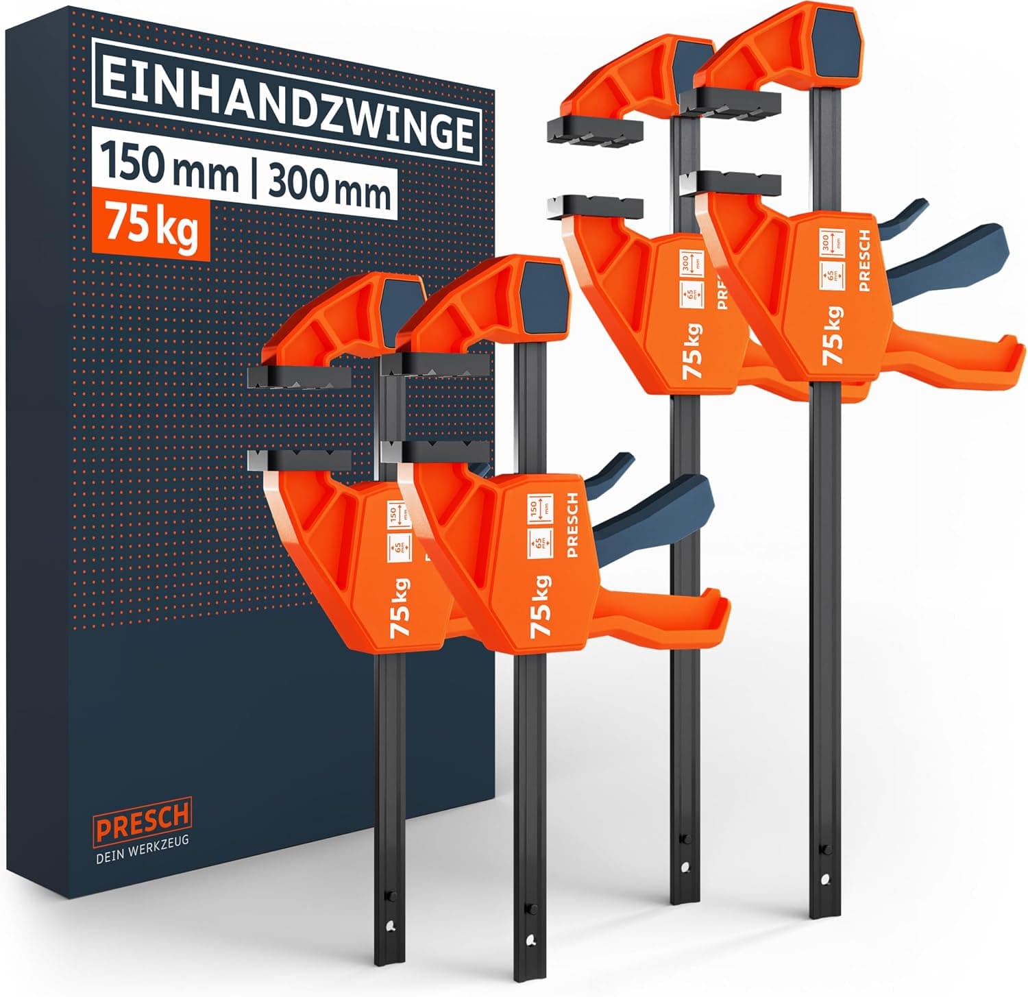 PRESCH Einhandzwingen 150mm & 300mm 4 Stk. – Zwingen Set