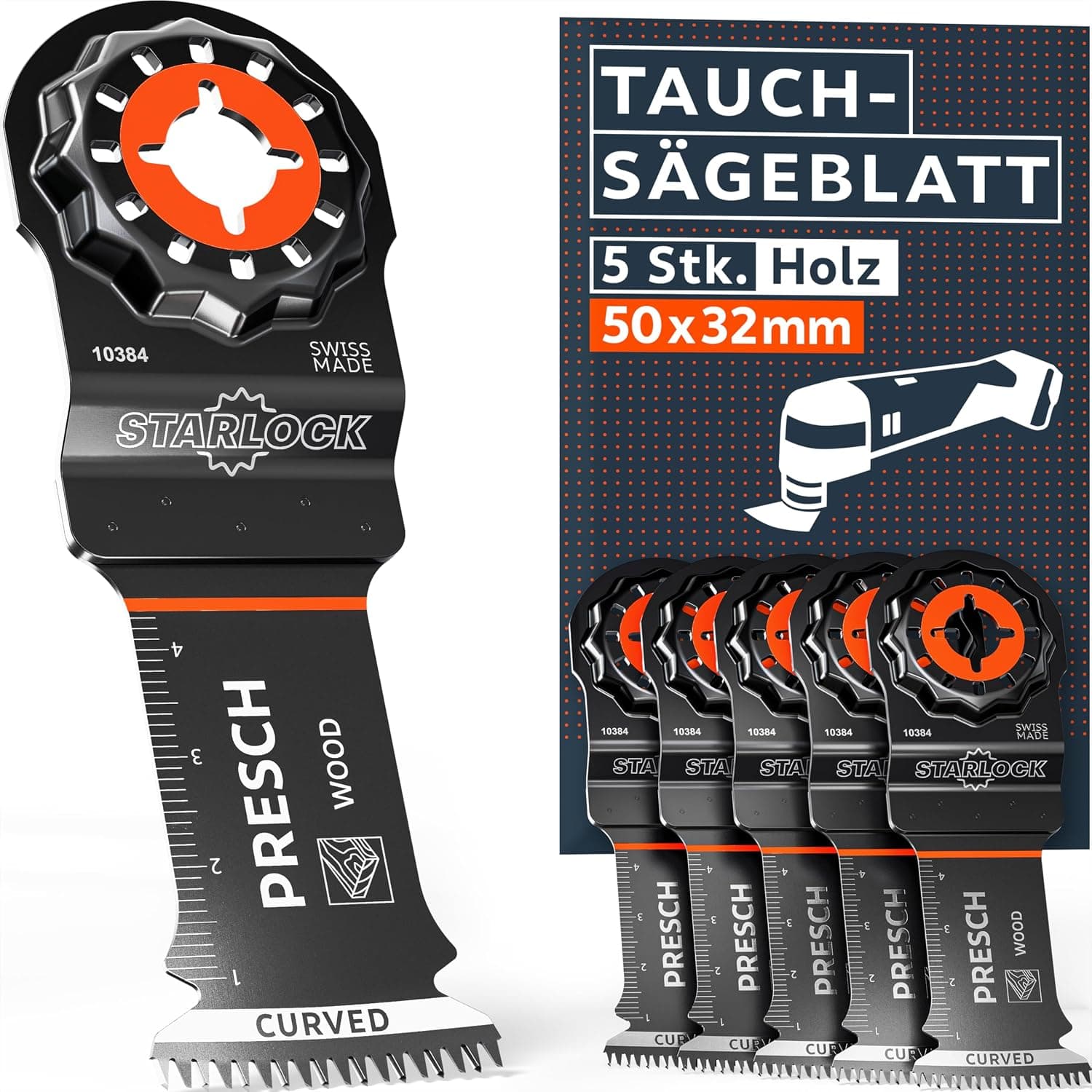 Presch Multitool Sägeblätter Holz 50x32mm 5 Stk.